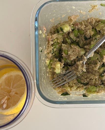 18 minute Easy High Protein and Fibre Quinoa Green Veggie Salad 