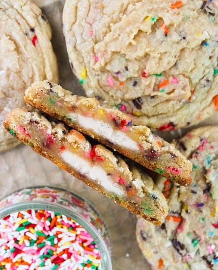 Funfetti Frosting Stuffed Cookies