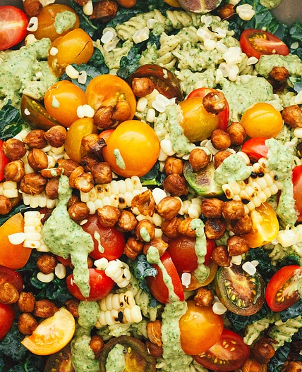 Summer Veggie Pasta Salad with Smokey Chickpeas