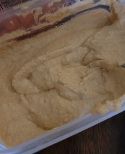 Homemade plain hummus