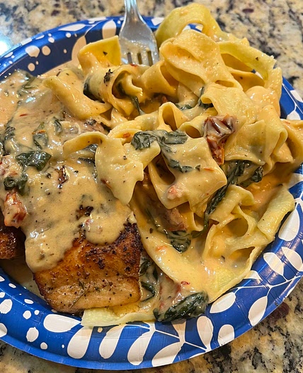 Creamy Tuscan Salmon Pasta with Spinach and Sun-Dried Tomato
