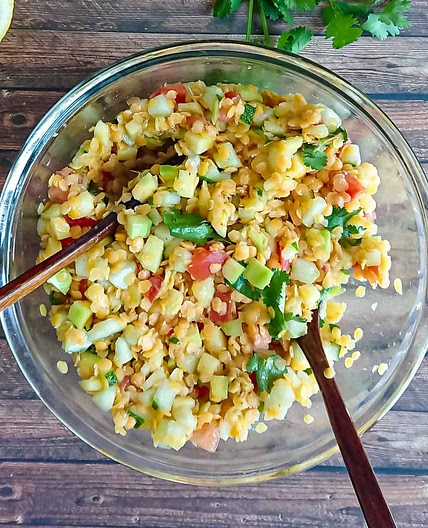 Red Lentil Salad Recipe with Ginger Honey Dressing