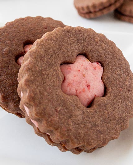 Double Chocolate Strawberry Sandwich Cookies