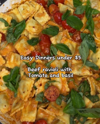 Easy Beef Ravioli with tomato and basil