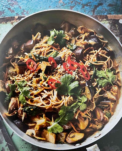 Chilli Peanut Aubergine Noodles