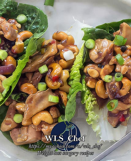 Chicken and Cashews in Lettuce boats