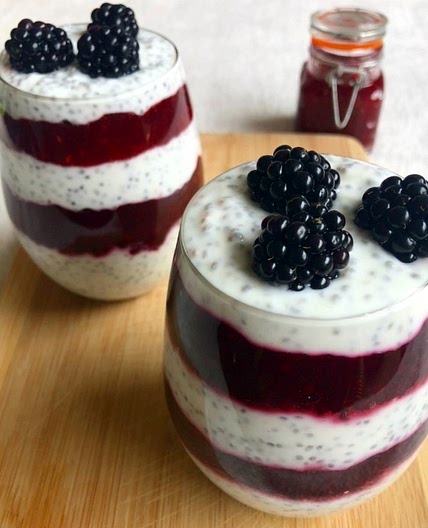 Overnight Chia Pudding with Blackberry Jam