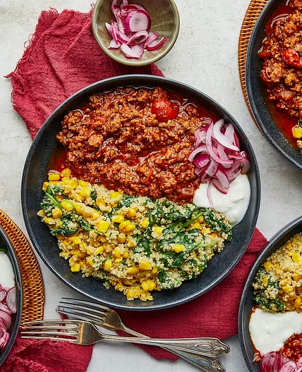 Beef Barbacoa with Corn & Spinach Quinoa  
