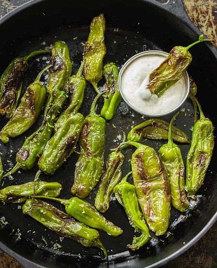 Peppers Shishito Blistered with Garlic Aioli Dip