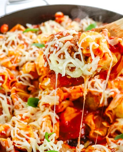 Skillet Tortellini Meatball Marinara