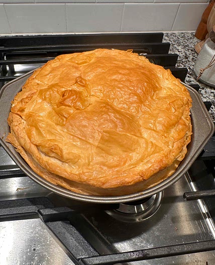 Chicken lentil puff pastry pie