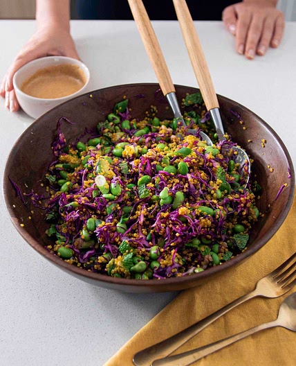 Turmeric Quinoa & Edamame Salad with Dumplings!