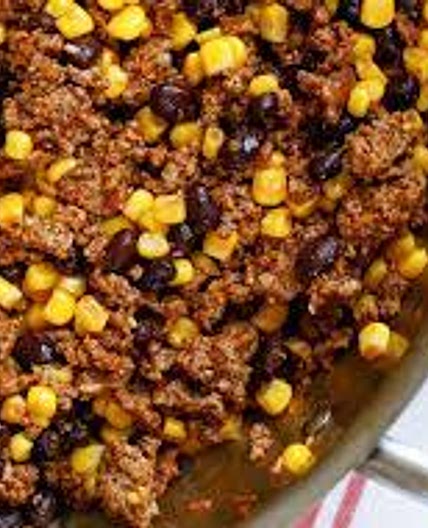 Beef, Black Bean, and Corn Tacos