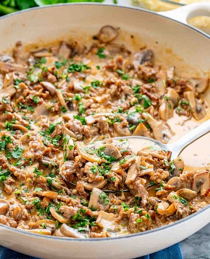 Sausage and Mushroom Creamy Marinara Tortellini Pasta