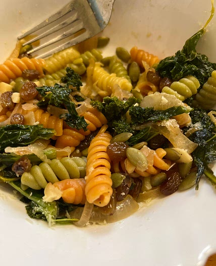 Pasta with winter greens