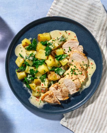 roast chicken with chilli and chive sauce