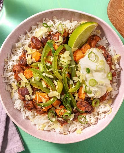 sweet potato and bean burrito bowl