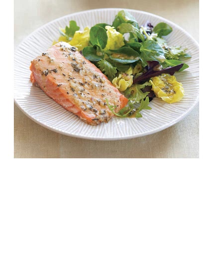 roasted salmon with thyme vinaigrette