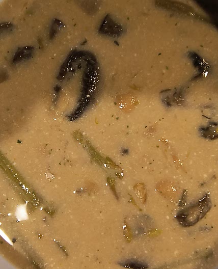Creamy White Bean Soup with Mushrooms and Asparagus