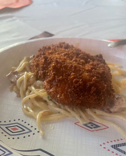 ScoFo’s Cajun Alfredo with sausage and crispy chicken 