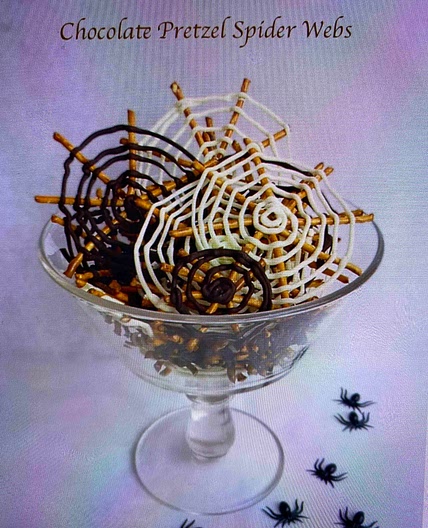 Chocolate Pretzel Spider Webs 