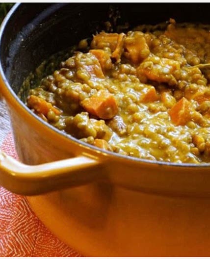 Easy lentil, sweet potato and cocoun Curry