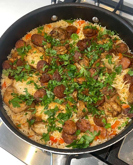 One Pot Chicken Thighs with Chorizo 