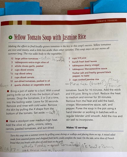 Yellow tomato soup with jasmine rice