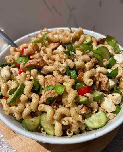 Balsamic Chicken Caprese Pasta Salad