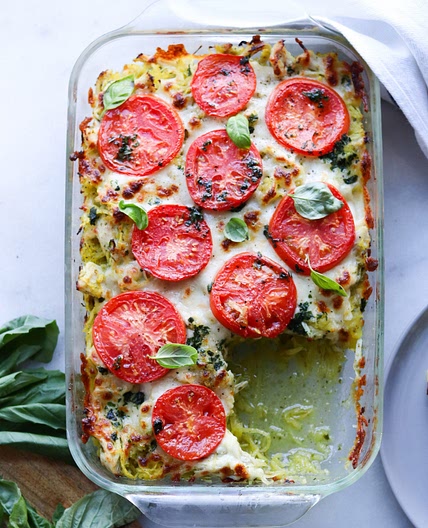 Pesto Chicken and Spaghetti Squash Bake (Low Carb, Gluten Free)
