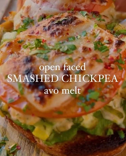 Open Faced Smashed Chickpea Avocado Melt
