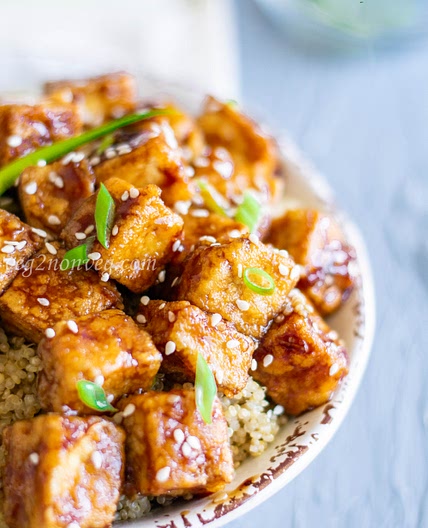 Tofu with soy sauce | Crispy tofu in sesame soy sauce