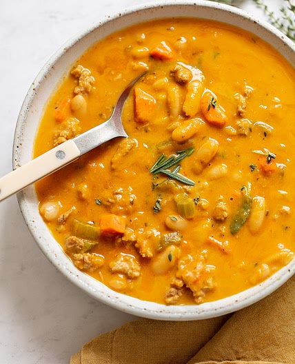 Creamy Turkey Pumpkin Chili with White Beans