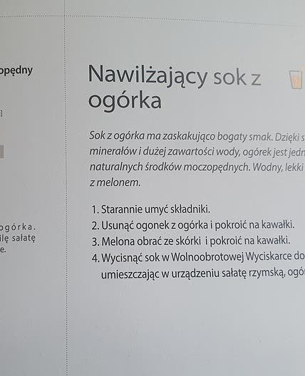 Nawilżajacy sok z ogórka