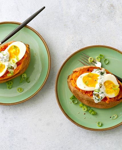 Sweet Potato with Soft-Boiled Egg and Herby Yogurt