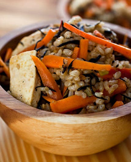 Asian style rice with carrot strings