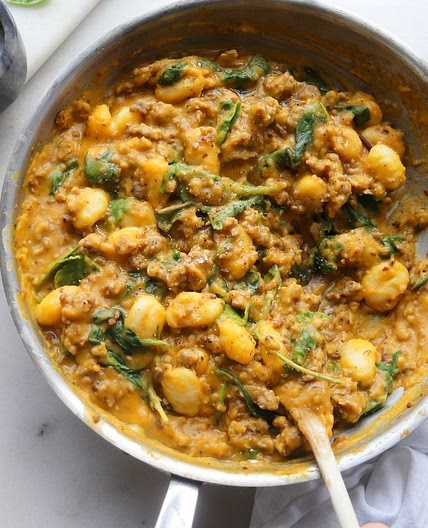 Sausage and Gnocchi Skillet with Creamy Butternut Squash Sauce
