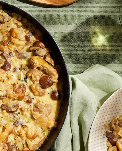 Poitrines de poulet sauce crème aux champignons