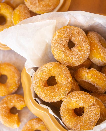 Pumpkin Cinnamon Sugar Mini Donuts