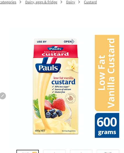 Pauls low fat custard