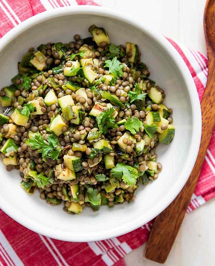Smoky Lentil Salad With Zucchini and Poblano Peppers Recipe