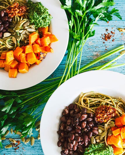 Roasted Butternut and Black Bean Chimichurri Bowl