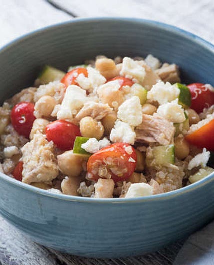 Mediterranean tuna quinoa salad bowls