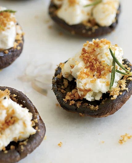 Goat Cheese-Stuffed Mushrooms with Bread Crumbs