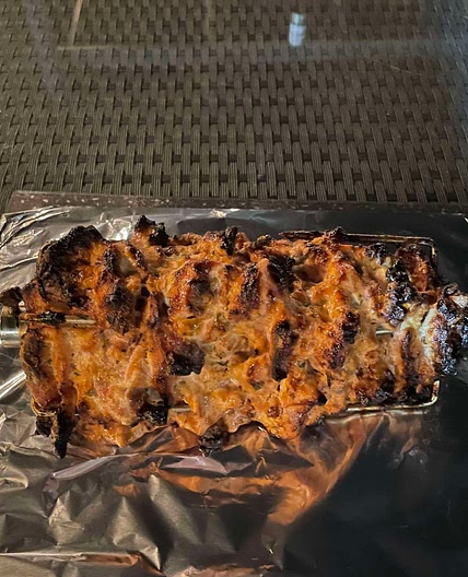 Chicken rotisserie kebab -Shawarma. 