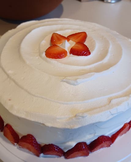 Strawberries & Cream Layered Poke Cake