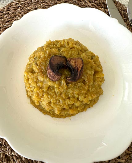 Seared Portobello Mushroom and Squash Barley Risotto