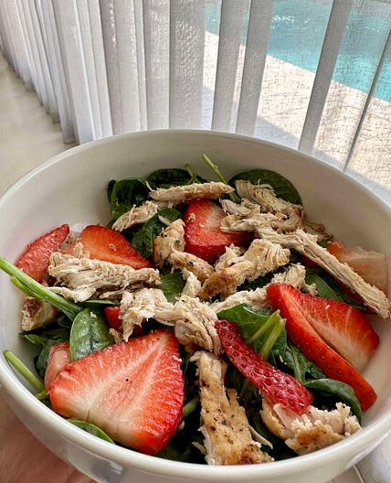 Strawberry & Spinach Salad with Rotisserie Chicken
