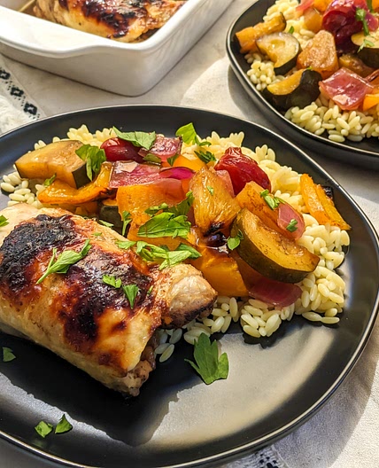 Balsamic honey chicken with Roasted vegetables
