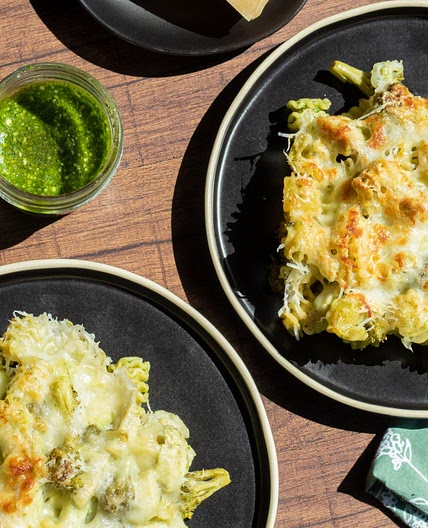 Family Friendly Chicken Pesto Pasta Bake